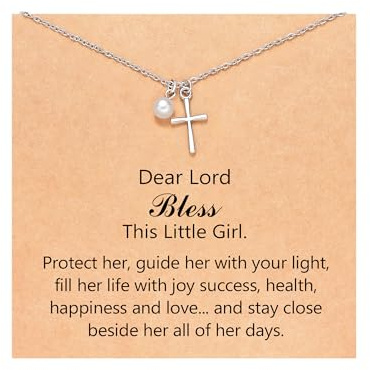 ORISPRE Baptism Gifts for Girl Kids Cross Necklace 8 12 Girls Jewelry