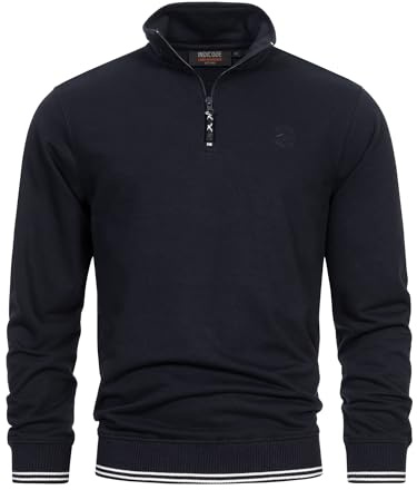 Indicode Herren INNate Sweatshirt Pulli mit Stehkragen und Reißverschluss | Bequemer Herrenpullover für Alltag und Sport, Sweatpullover, Sweater, Freizeitpullover, Basic Pullover für Männer