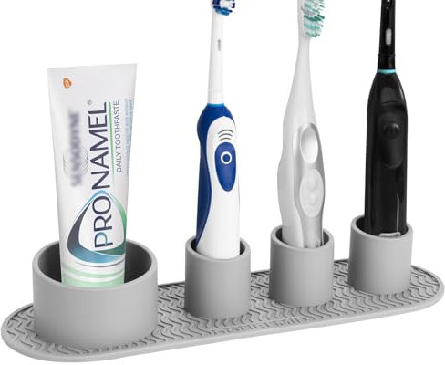 Linkidea Portaspazzolino elettrico, Supporto per spazzolino in silicone, compatibile con la serie Oral-B iO, Philips Sonicare ProtectiveClean (Grigio)
