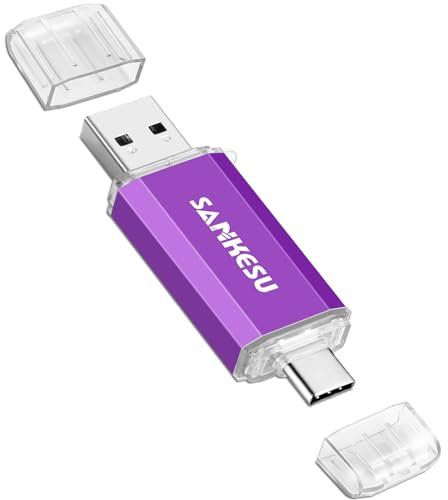 SANKESU 256GB USB C Stick mit Type A and C Ports,USB 3.1 OTG Speicherstick 150MB/s für Android Phone,MacBook,PC(Purple)