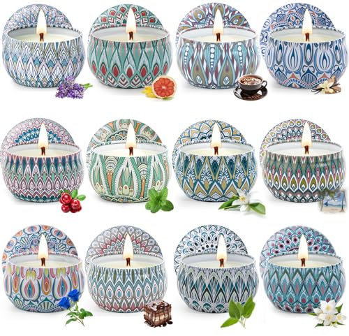 Yinuo Candle Geschenke für Frauen, Duftkerzen Geschenkset für Frauen, 12 * 2,5 Oz Sojawachs Aromatherapie Kerzen für Muttertag,Weihnachten,Geburtstag, Valentinstag, Bad, Yoga