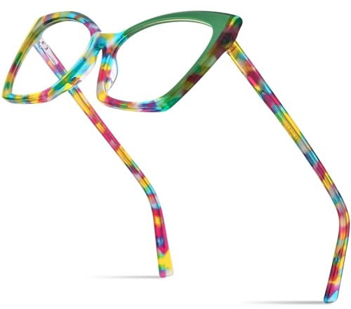 MUTYNE Mehrfarbige Acetat-Brillengestelle für Damen, trendige Katzenaugen-Brillen, Brillen, bunt, Einheitsgröße