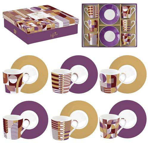 Easy Life COFFRET 6 TASSES A CAFE 10CL EN PORCELAINE GEOMETRIC ART