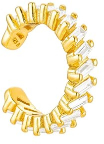 Brandlinger ® Ear Cuff Silber 925 (1 Stück). Ohrklemme mit Stein Zirkonia weiß. Schmuck Damen vergoldet mit 18 Karat (Silber und Gold) für Frauen und Mädchen. Äußerer Durchmesser 13mm