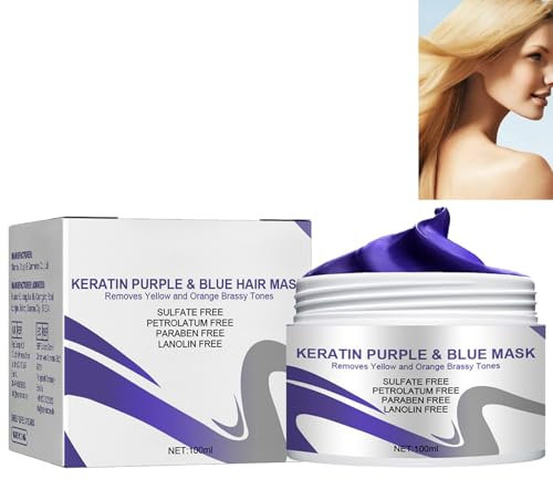 Purple Haarpflege Maske,Haarpflegemaske,Purple Instant Hair Cream Mud,Violett Temporäre Haartönung,Shiny Hair Haarmaske,Toner Hair Mask Deep Conditioner,Haarmaske für Blondes,Haarkur Silber Haar Maske