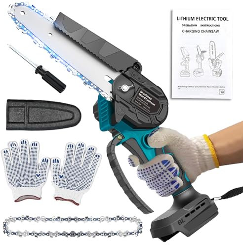 Mini Tronçonneuse pour Batterie Makita 18V, Tronçonneuse électrique Sans Balais 600W 6 Pouces,Tronçonneuse à batterie, Tronçonneuse Manuelle pour Cisailles de Jardin, Coupe du Bois (Sans Batterie)