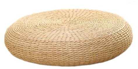 LOVIVER Handgefertigtes gewebtes Meditationskissen, Sitzunterlage, bequemes gewebtes Stroh-Bodenkissen für Terrasse, Teehaus, Teezeremonie, Büro, 45x20cm