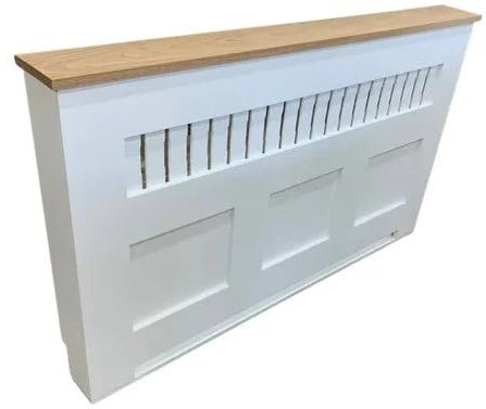 White Panel Fretwork Radiator Cover with a Solid Oak Top (Medium)