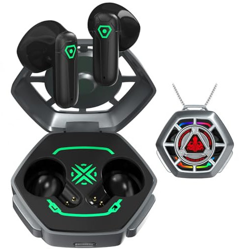 ANCwear Wireless Earbuds Bluetooth True Wireless Earbuds 20H Playtime mit DIY Stickern, In-Ear Earbuds mit Mikrofon für TV Smartphone Laptop, Mysterious Black Customizable Case für Gamer (Kohle)