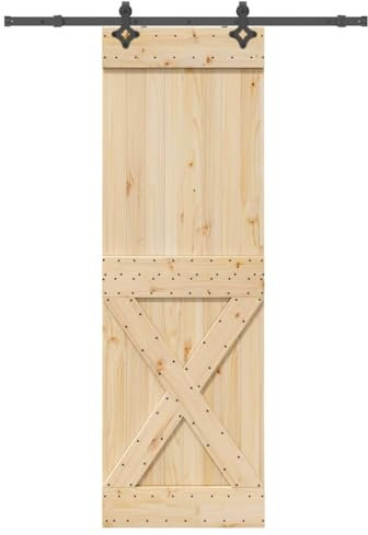 vidaXL Puerta corredera con herrajes madera maciza de pino 70x210 cm