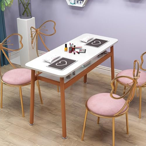 Professional Manicure Table Modern Art Nail Tech Workstation, Beauty Salon Spa Wooden Nail Makeup Desk Dressing Table With Open Shelf, Nail Table And Chair Combination, Home and Manicure Shop Equipm