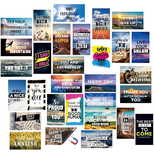 Xuhal 60 Pcs Inspirational Magnets Bulk Rectangle Positive Affirmation Magnets Decals Decorative Inspiring Quotes Fridge Magnetic Stickers for Adults Students Team Motivational Gifts (Natural)