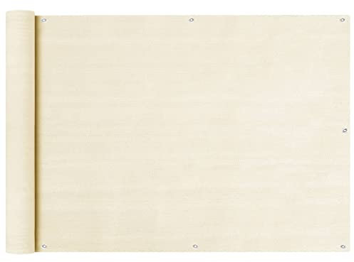 puraday Brise-vue d'extérieur - 75 x 500 cm - Résistant à la moisissure et aux UV - Brise-vue pour balcon, jardin, balcon, protection contre le vent - Avec œillets et corde en polyéthylène haute