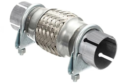 MOCNT Tubo Flexible de Escape de Coche con 2 Abrazaderas 63mm X 100mm/200mm Tubo de Reparación de Junta Flexible para Escape Dos Trenzado Tubo de Escape Flexible Corrugado