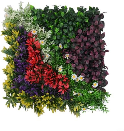 ZYNCUE Paneles de pared para plantas artificiales, 50 x 50 cm, protección UV, seto de flores realistas, decoración de privacidad para interiores y exteriores (C)