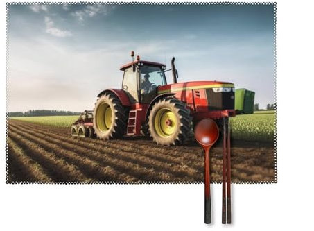 Tischsets mit Traktor-Farm-Küchenmotiv, hitzebeständig, rechteckig, für Esstisch, waschbar, Party-Dekoration, drinnen und draußen, 6 Stück