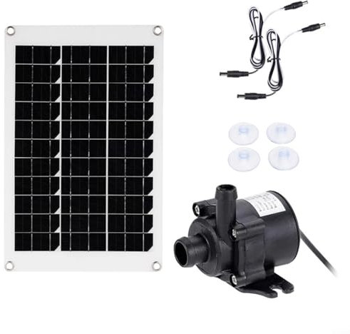 CWOQOCW Pompe de fontaine solaire sans balais 50 W 12 V 350 l/h Kit d'eau submersible silencieux avec panneau solaire pour bassin extérieur
