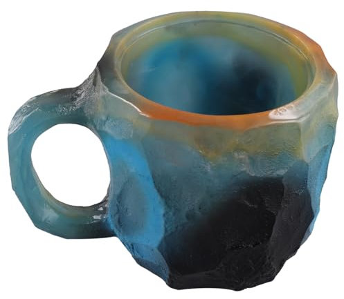 Jolsaawie Elegante taza de café de cristal de geoda, taza de café de cristal mineral, taza de piedra de cuarzo, ideal para bebidas calientes A