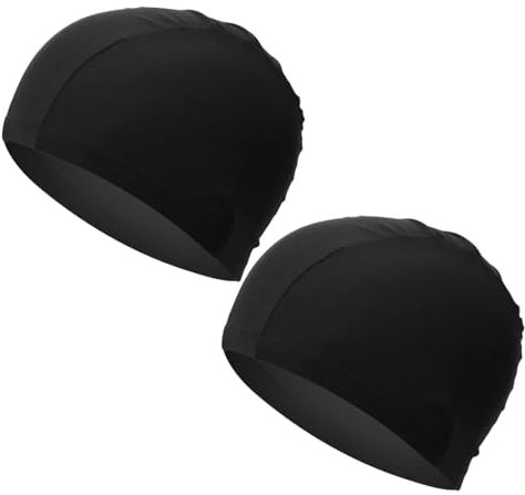 2 Pcs Cuffia da Nuoto, Cuffia da Nuoto Unisex Cuffia da Nuoto, Cuffie Piscina Adulto Tessuto Cuffia Nuoto Impermeabile, Cuffia da Bagno Unisex da Piscina Antiscivolo per Bagno Nuoto e Sport (Nero)
