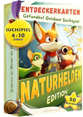 Entdeckerkarten ab 4 Jahren | Finde es Suchspiel – Lernspiel & Geschenke für Kinder | Spiele ab 4, 5, 6, 7, 8 Jahre | Schatzsuche & Gefunden Outdoor Suchspiel | Outdoor Spielzeug für Naturforscher