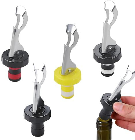 YIIWONI Bouchons de Bouteille 4 pièces avec Levier,Bouchon de Bouteille de vin, Bouchon de Bouteille de vin Bouchon Universel