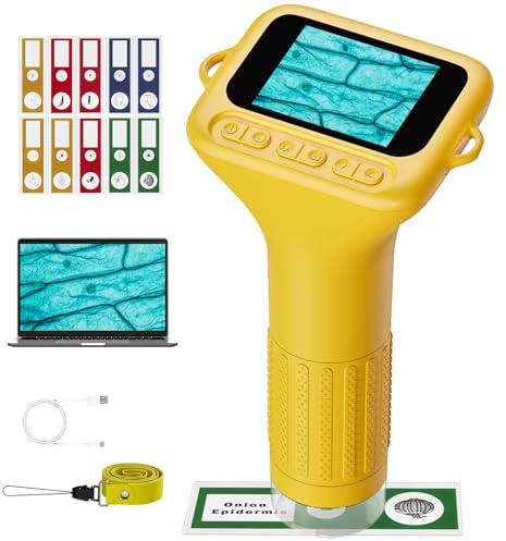 NOCOEX 1000X Microscope Portable pour Enfants pour Cadeau Edu – Microscope Portable 8 lumières LED pour Enfants, Mini Micro Scope numérique pour Photos et vidéos, Charge de Type C, écran de 5,1 cm
