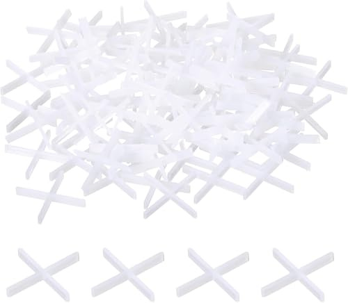 500pcs 1mm Tile spacers - White Plastic Cross spacers - Hard Plastic Cross Tile spacers -Ideal for Garden Tiles, Floor Tiles - Perfect for Rubi Tile spacers to Ensure Precise Tile Leveling
