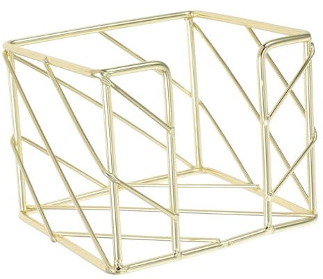 TEHAUX Zettelkästchen aus Eisen Goldener Haftnotizhalter mit Hohlmuster Platzsparend und Elegant für Homeoffice und Büro