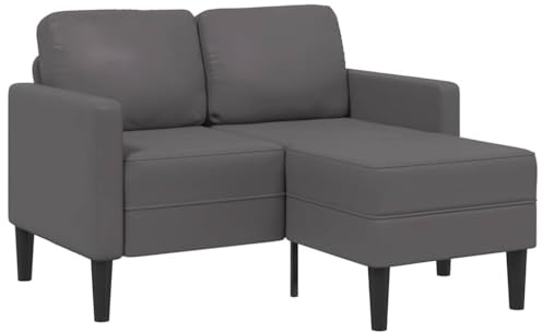 YuuSsea 2-Sitzer-Sofa L-Form, Chaiselongue, Grau, 125 cm, Robustes Kunstleder, Metallrahmen, Schaumstoffpolsterung, platzsparend, für Wohnzimmer