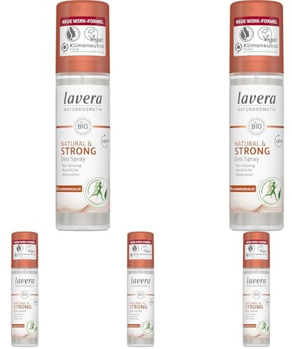 lavera Deo Spray NATURAL & STRONG 48+ h - vegan - Naturkosmetik - Bio-Ginseng & Natürliche Mineralien - Zuverlässiger Schutz für empfindliche Achselhaut -ohne Aluminium - 48 Stunden Deo Schutz - 75 ml