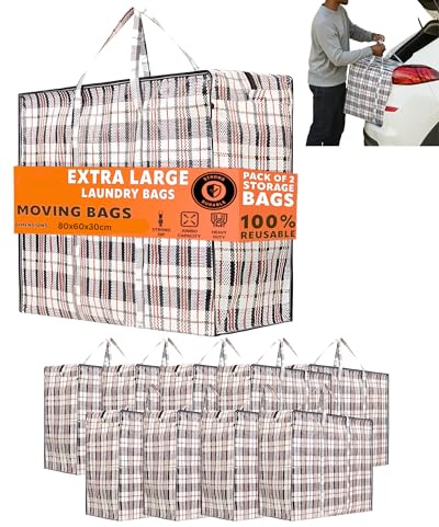 140L XXXL Extra Groß Aufbewahrungstasche Storage Bag, Umzugtasche, Jumbo Karton Travel Organizer, Reißverschluss Garment Bag, 20 kg Einkaufstasche Kleidung Decken Kissen 80x60x30cm (10x Schwarz)