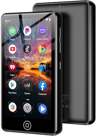 AGXOV 144Go Lecteur MP3 avec Bluetooth et WiFi, Lecteur MP4 avec Écran Tactile de 4,02 Pouces et Haut-parleurs, Baladeur MP3 avec Spotify, Deezer, Amazon Music, Noir