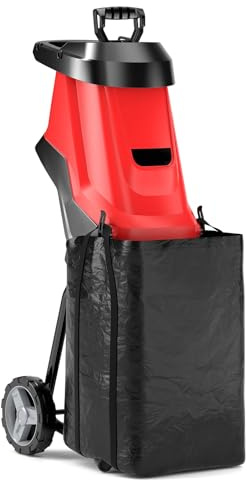 TANGZON Electric Garden Shredder, 1800W Wood Chipper with 45mm Cutting Diameter, 4000RPM Speed, 49L Collection Bin, Dual-sided Blades & Safety Locking Knob, Garden Mulcher for Leaves and Branches