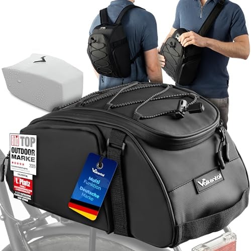 Valkental 3in1 Fahrradtasche 10-14L mit Rucksackfunktion | 3in1 Nutzung als Rucksack, 10-14L Volumen, zahlreiche Fächer, wasserfest & reflektierend, mit Tragegriff