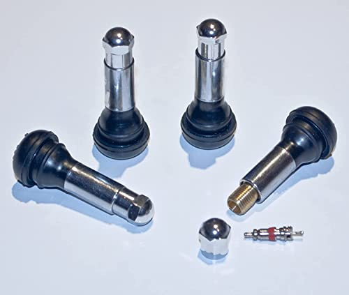 Walthart-1928 GERMANY 4X TR414 CHORM Universal Gummiventil mit Chromhülse Reifenventil Felgenventile Snap-In Ventil 11,3mm EPMD-Gummi (TR414-C)