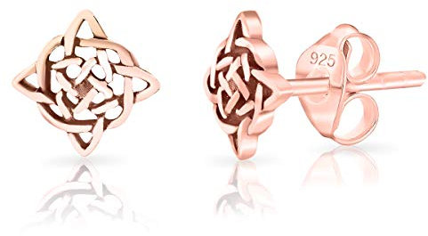 DTPsilver® SMALL 925 Sterling Silver Rose Gold Plated Studs Earrings - Celtic Knot - Diameter 5 mm