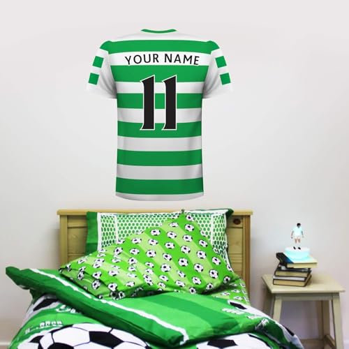 Beautiful Game Official Celtic FC Football Club Shirt - PERSONALISED NAME & NUMBER Wall Sticker (60cm Height)