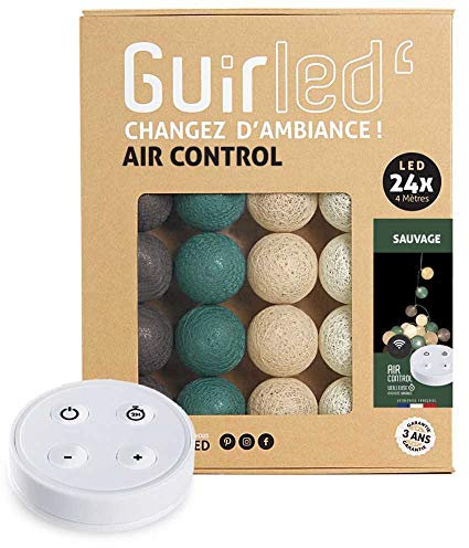 GuirLED - LED Baumwollkugeln Lichterkette USB - Drahtlose Fernbedienung - Baby Nachtlicht 2h - Dual USB 2A Netzteil enthalten - 4 Intensitäten – 24 Kugeln 2.4m - Sauvage