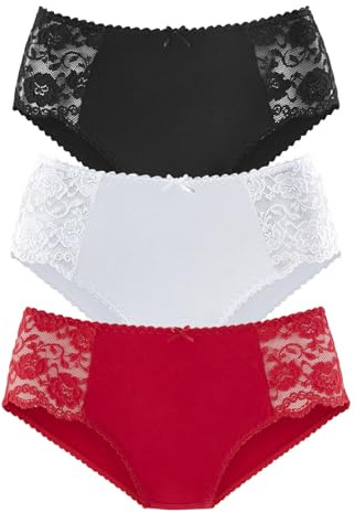 PETITE FLEUR Damen Hüftslip mit Spitze im 3er-Pack, Hüftslips