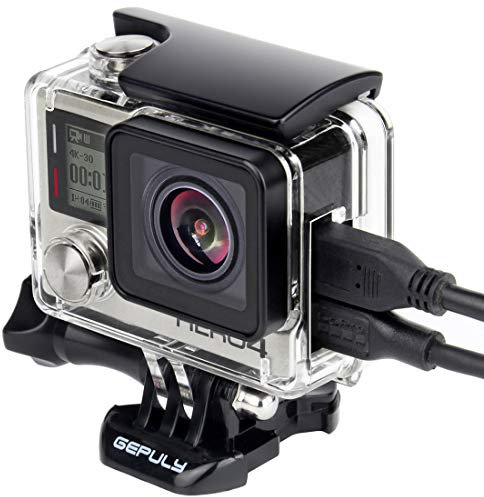 GEPULY - Custodia protettiva per GoPro Hero 4, Hero 3+, Hero 3, Hero 3, custodia protettiva laterale con scheletro posteriore e porta LCD Touch Backdoor per GoPro Hero 4, Hero 3+, Hero3 + Hero3