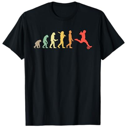 Fußballspieler Geschenkideen Retro Fußball Evolution T-Shirt Schwarz S Klassische Passform Halbarm Crew Neck Klassisch Sport Herren Männer