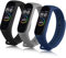 Oumida Correa Compatible con Xiaomi Mi Band 4/3, Pulseras Reloj Recambio Silicona Suave Original (Negro+Gris+Azul)