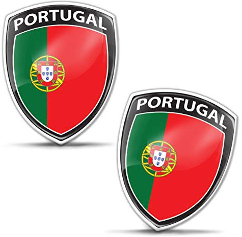 Biomar Labs® 2 x 3D Flexibles Autocollant Badge Stickers Drapeau National Portugais Portugal Emblème Voiture Auto Moto F 149