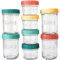 MASON BOTTLE - Glass Mason Jars for Breast Milk Storage - Wide easy to clean design, dishwasher and Freezer safe (4 and 8 oz Jars (Set of 8))