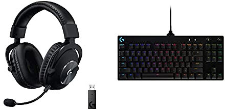 Logitech G PRO X Auriculares Inalámbricos LIGHTSPEED para Gaming y Logitech G PRO TKL Teclado Gaming Mecánico sin Teclado Numérico