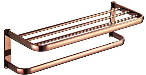 Ksunun Porte-Serviette Laiton Étagère Serviette Salle De Bain Porte Serviette Mural Porte Serviette 58Cm,Rose Gold
