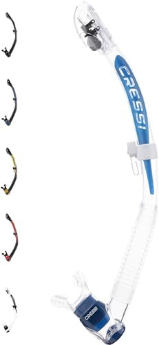Cressi Unisex-Adult Itaca Ultra Dry Snorkel Trockenes Freitauchen und Schnorcheln, Transparent/Blaue Metal, Einheitsgröße