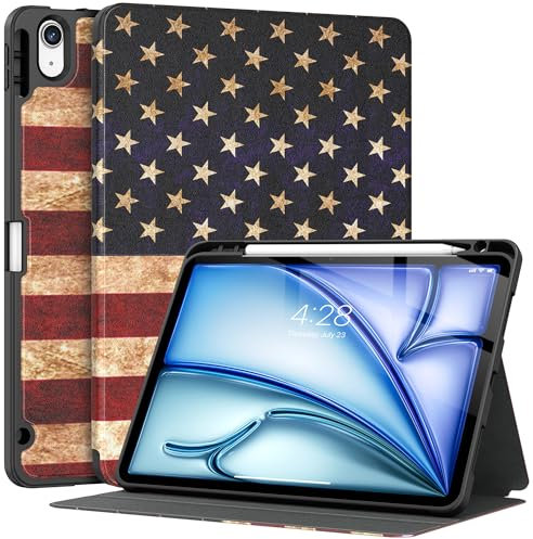 Supveco Étui pour iPad Air 11 2024, iPad Air 5e/4e génération 10,9 2022/2020 avec porte-crayon - [veille/réveil automatique], support folio en TPU souple de qualité supérieure pour iPad Air 5/4e
