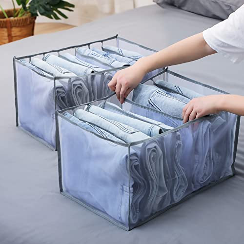 QUELLE 2 Stück Kleiderschrank Organizer Schrank Ordnungssystem 7 Zellen Schublade Organizer Schubladenbox Faltbare Aufbewahrungsboxen für Kleidung, T-shirts, Jeans Hosen LB000320