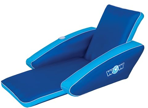 Wow Sports Modern Inflatable Pool Lounge - Single Person - Reclined Salon Float for Lakes & Pools
